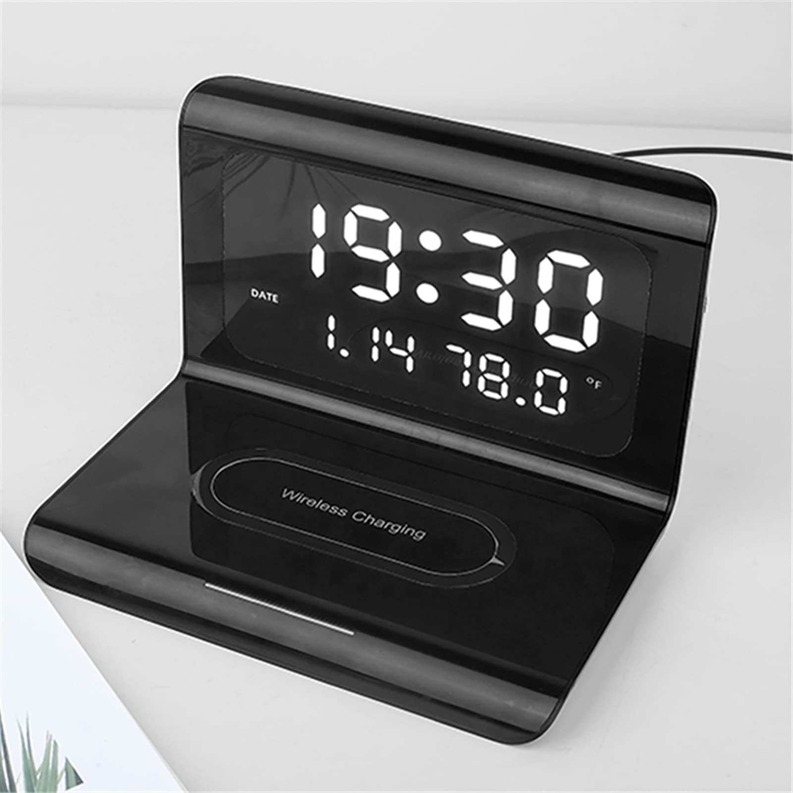 Sveglia Digitale con Caricatore Wireless, Sveglia a LED con termometro e Tempo per Viaggi in Ufficio, Arredamento Camera da Letto, Bambini, Adolescenti, Adulti, Regali