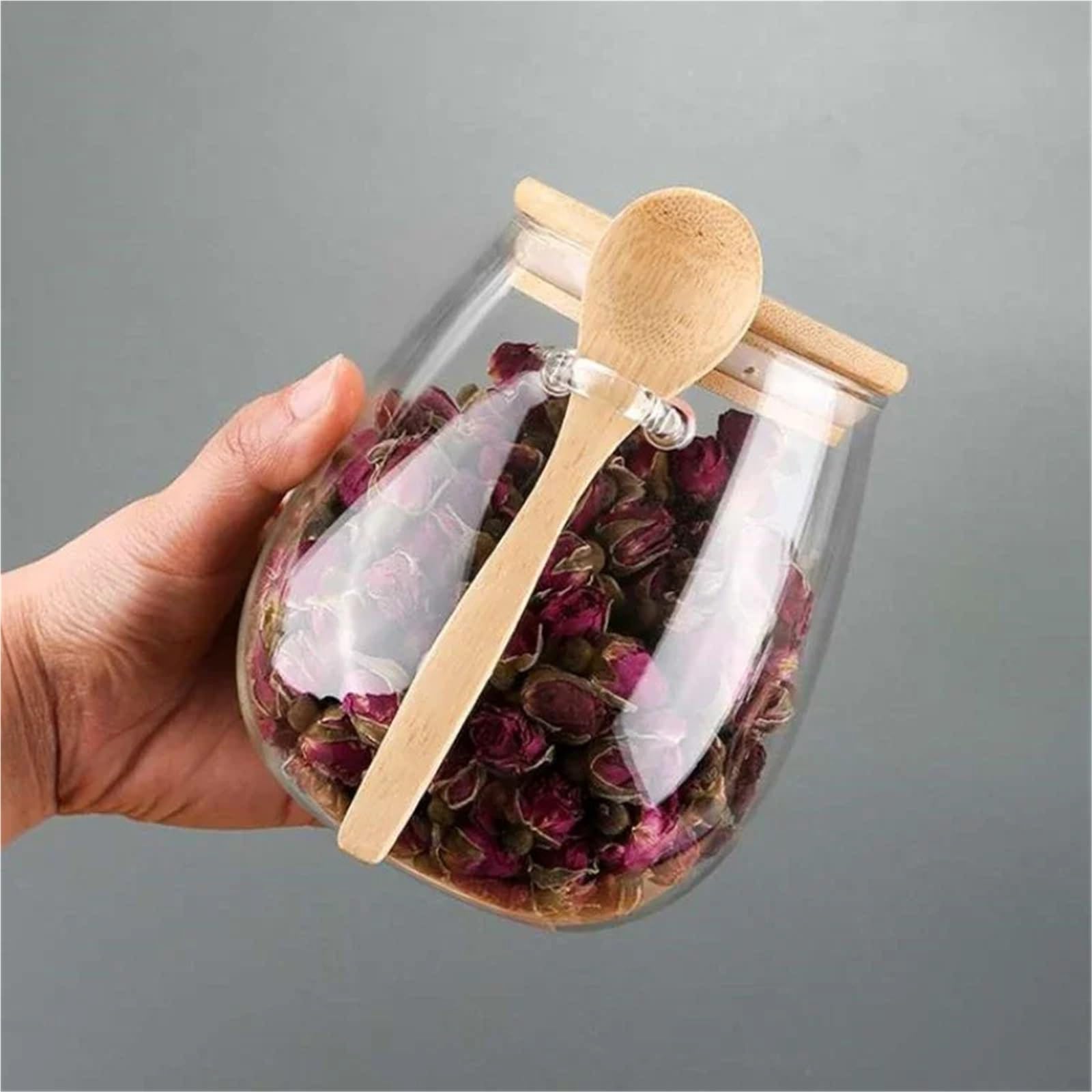 Tarrinas de cristal con tapa, Frascos de vidrio herméticos transparentes con tapas for almacenamiento alimentos, frutos secos, varios tamaños, 2 uds(600ml)