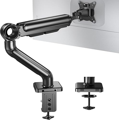 Soporte de monitor único ultraancho para pantallas de máximo 35 pulgadas, soporte de escritorio con brazo de monitor de resorte de gas con