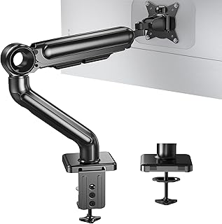 Irongear Ultrawide Single Monitor Mount for Max 35 inch Screens, Gas Spring Monitor Arm Desk Mount with Tilt, Swivel, Rotation, VESA Monitor Stand with Clamp and Grommet Base, Holds 26.4lbs