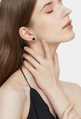 Miniatura 9 de Yoursfs Pendientes de tuerca Cz para mujer aretes de halo chapados en oro de 18 quilates para orejas perforadas aretes hipoalergénicos simples