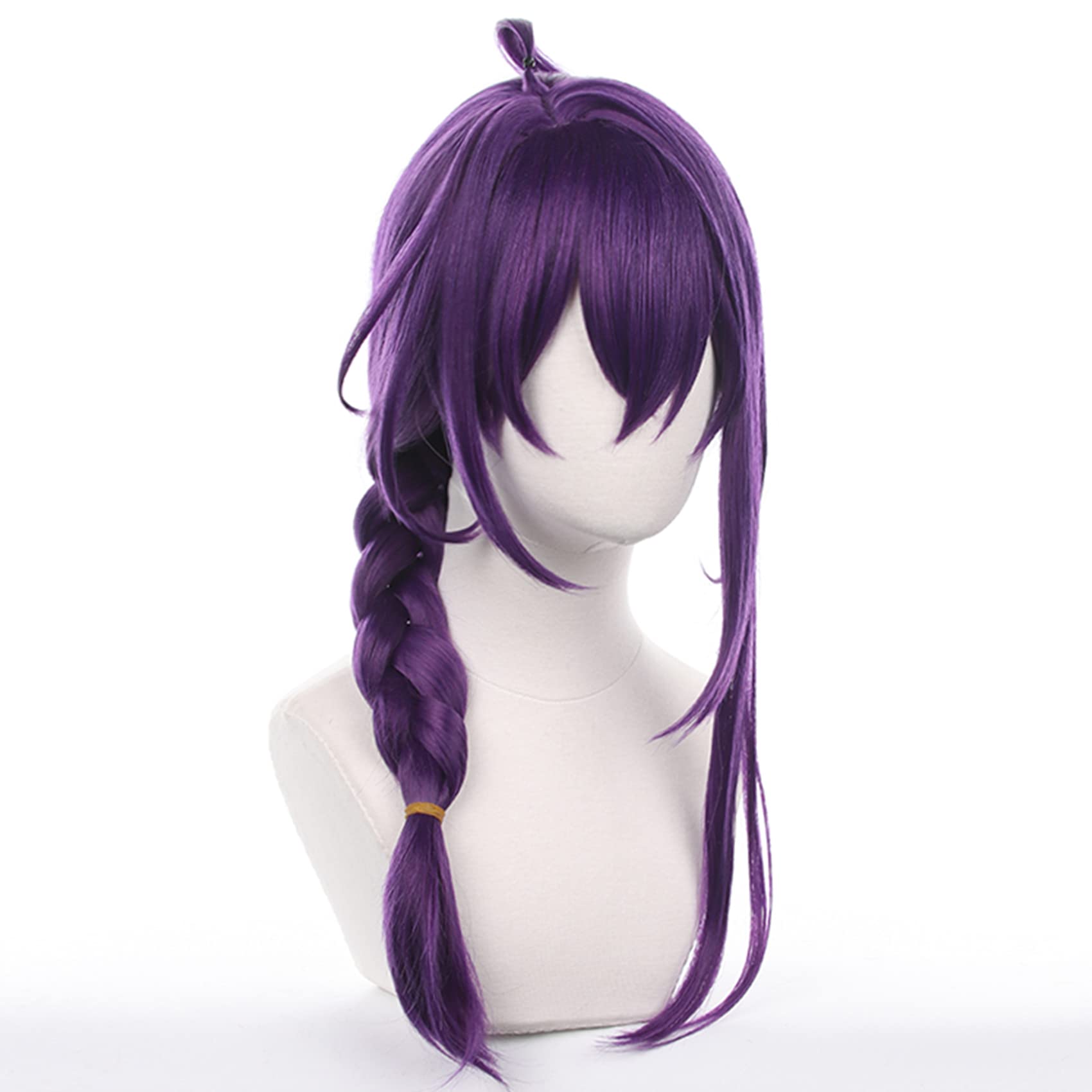 Purple with Long Braid Bangs Heat Resistant Fiber Synthetic Hair for Women Men Halloween Christmas Cos Anime Party Replacement Wigs - Image 4