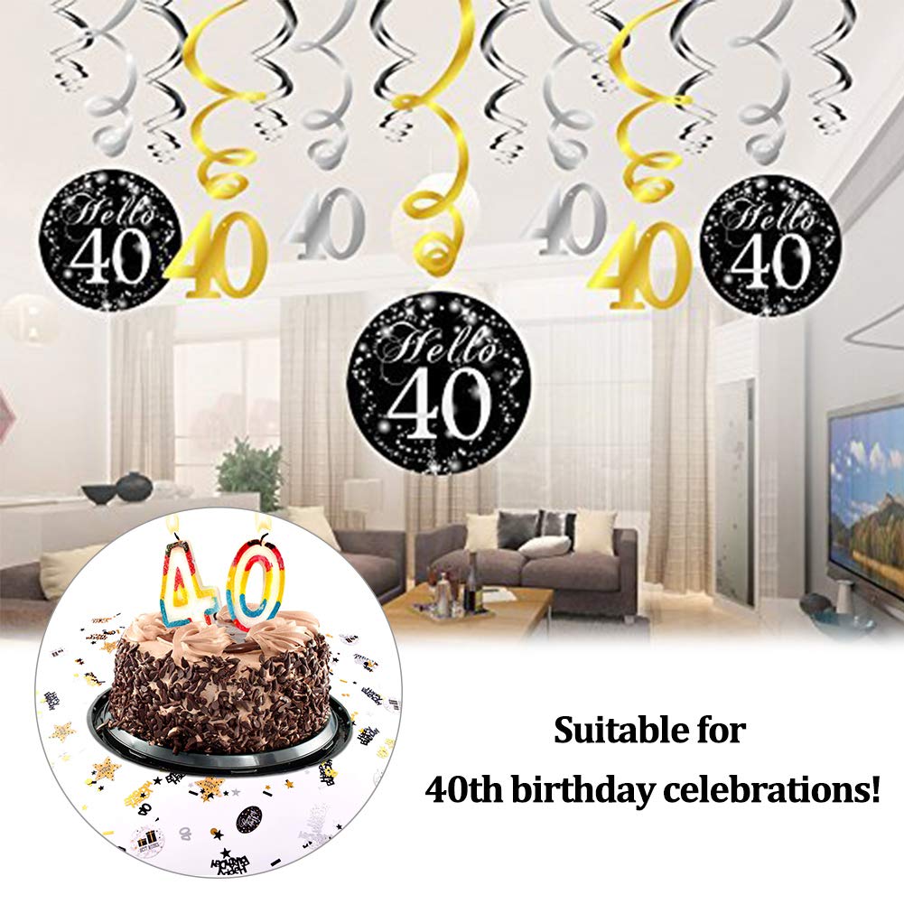 Funny 40th Birthday Banner - '40 Is Fine When You Look 29' Gold Glitter Party Decor For Women, Men, Friends & Family - 5.9ft Reusable Happy Birthday Backdrop - View #4
