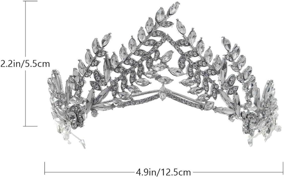 Baroque Rhinestone Olive Branch Crown for Women 1 Piece Hair Accessory Color-Fast Elegant Headpiece for Weddings and Special Occasions