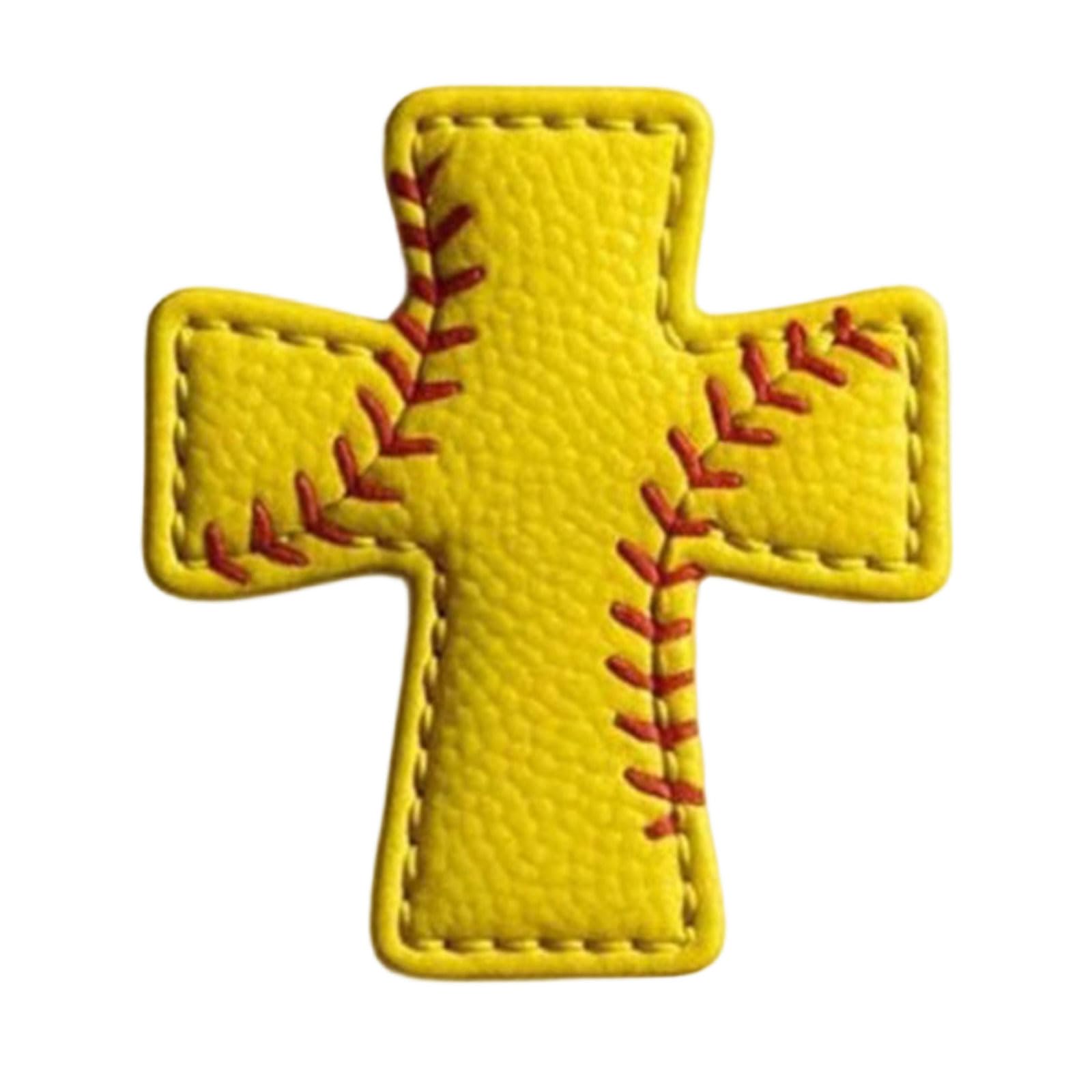 ZBIianxer PU Leather Crosses with Baseball Football Softball Motifs Athlete Souvenirs Gift Pocket Blessing Holiday