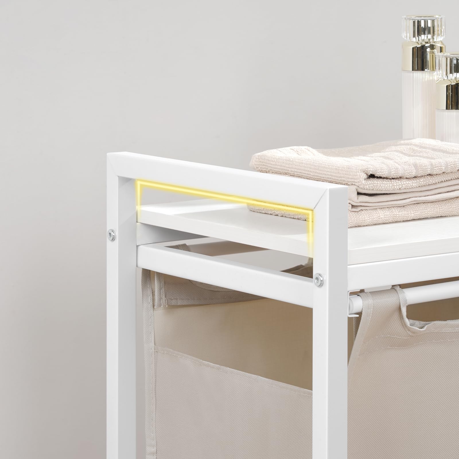 HOOBRO Cesto para Ropa Sucia, Cesta Colada con 3 Bolsas Extraíbles, Carro de Lavandería, 3 x 39,8 L, 84 x 33 x 74, 5 cm, para Lavadero, Baño, Blanco y Gris EWG38XY01G1