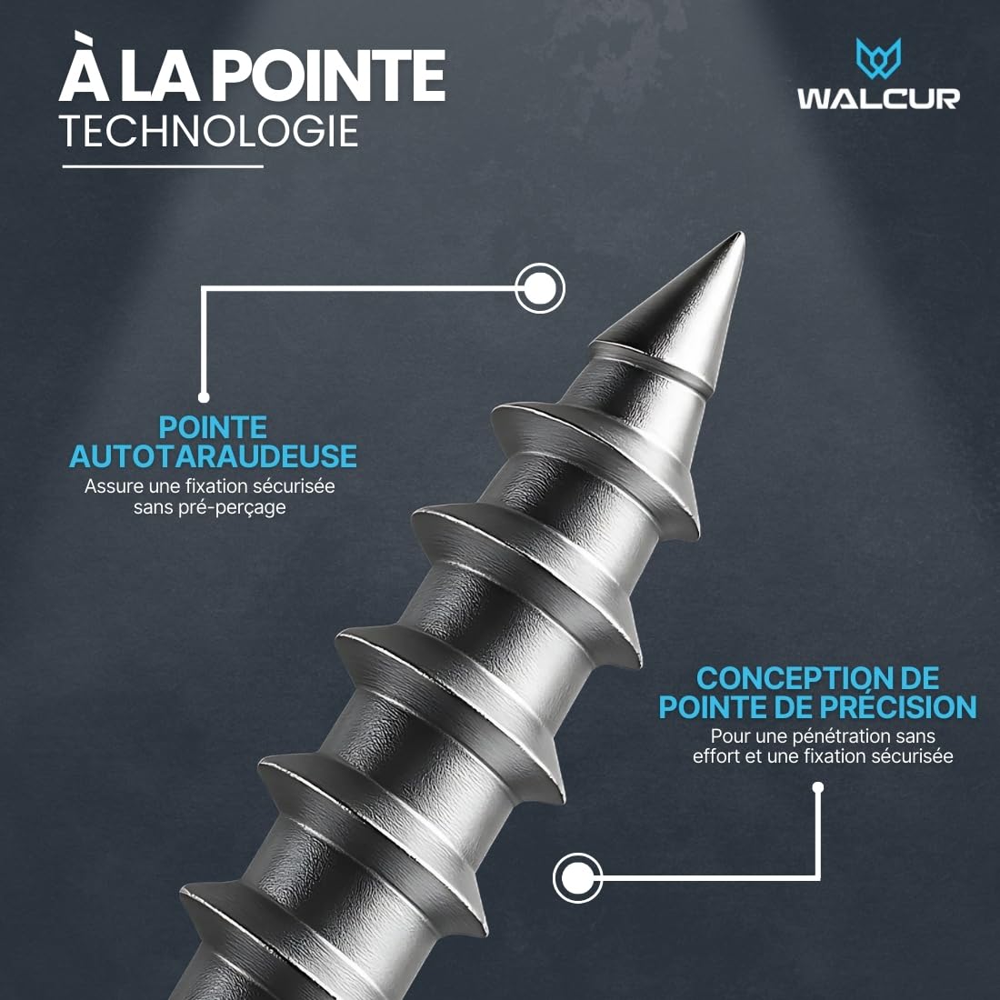 WALCUR Vis Spengler ø 4.5 x 25mm de Terrasse Autoperceuses en Acier Inoxydable 100 Pièces Étanches de Toiture avec Rondelles en Caoutchouc Anthracite Gris