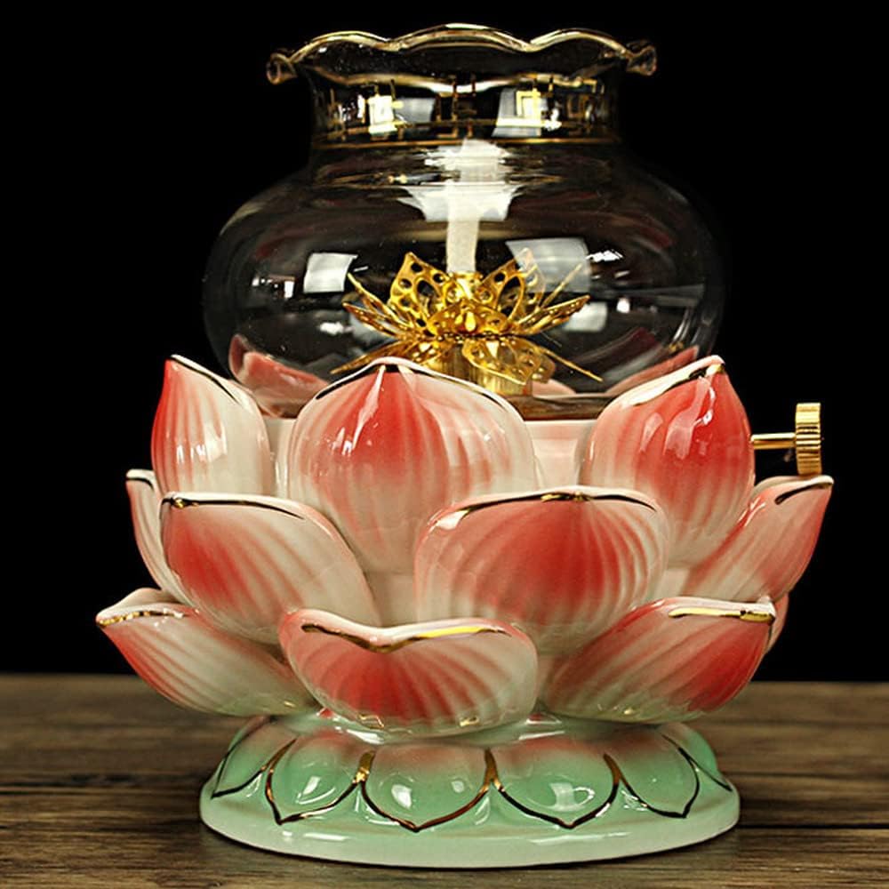 13cm Buddhism Supplies Windproof Oil Lamp Buddha Lotus Butter Lamp Temple Supplies
