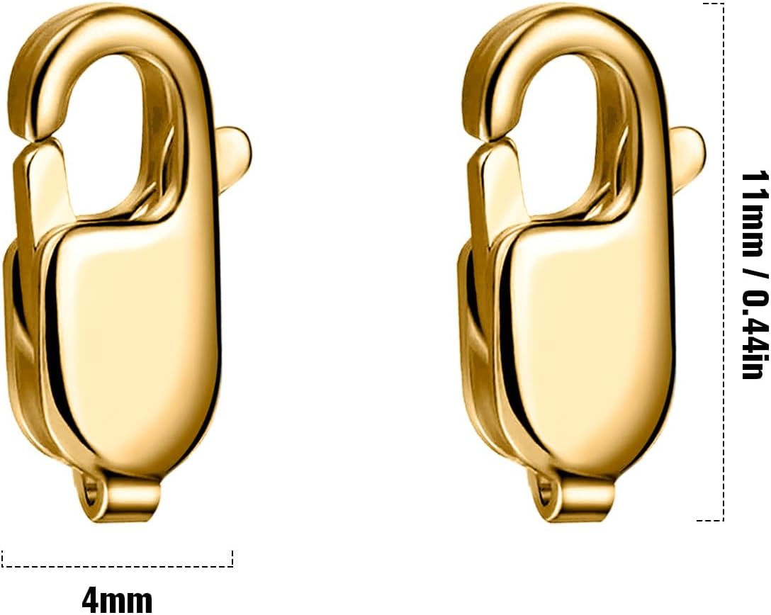 11MM 18K Gold PVD Plated Lobster Clasps Bulk for Jewelry Making, 20PCS 316 Stainless Steel Lobster Claw Clasps Bulk for DIY Craft Necklace Bracelet Jewelry Making - Image 2