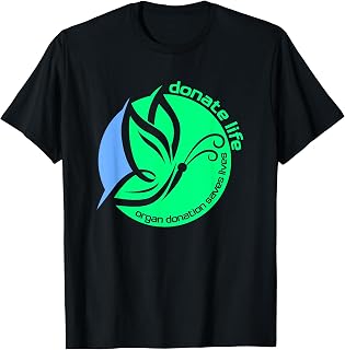 KNS Transplant Gear Unisex-Adults Organ Donation Awareness Butterfly T-Shirt, Black, Small, Short Sleeve
