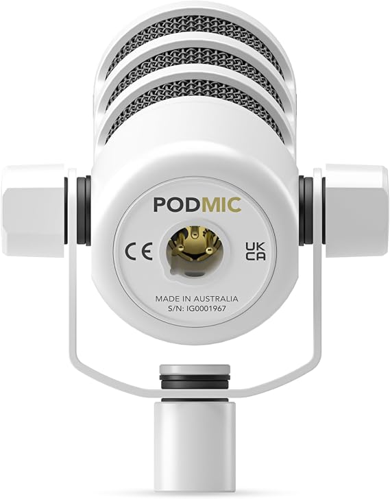 Rode PodMic Cardioid Dynamic Broadcast Microphone (White, Pair)