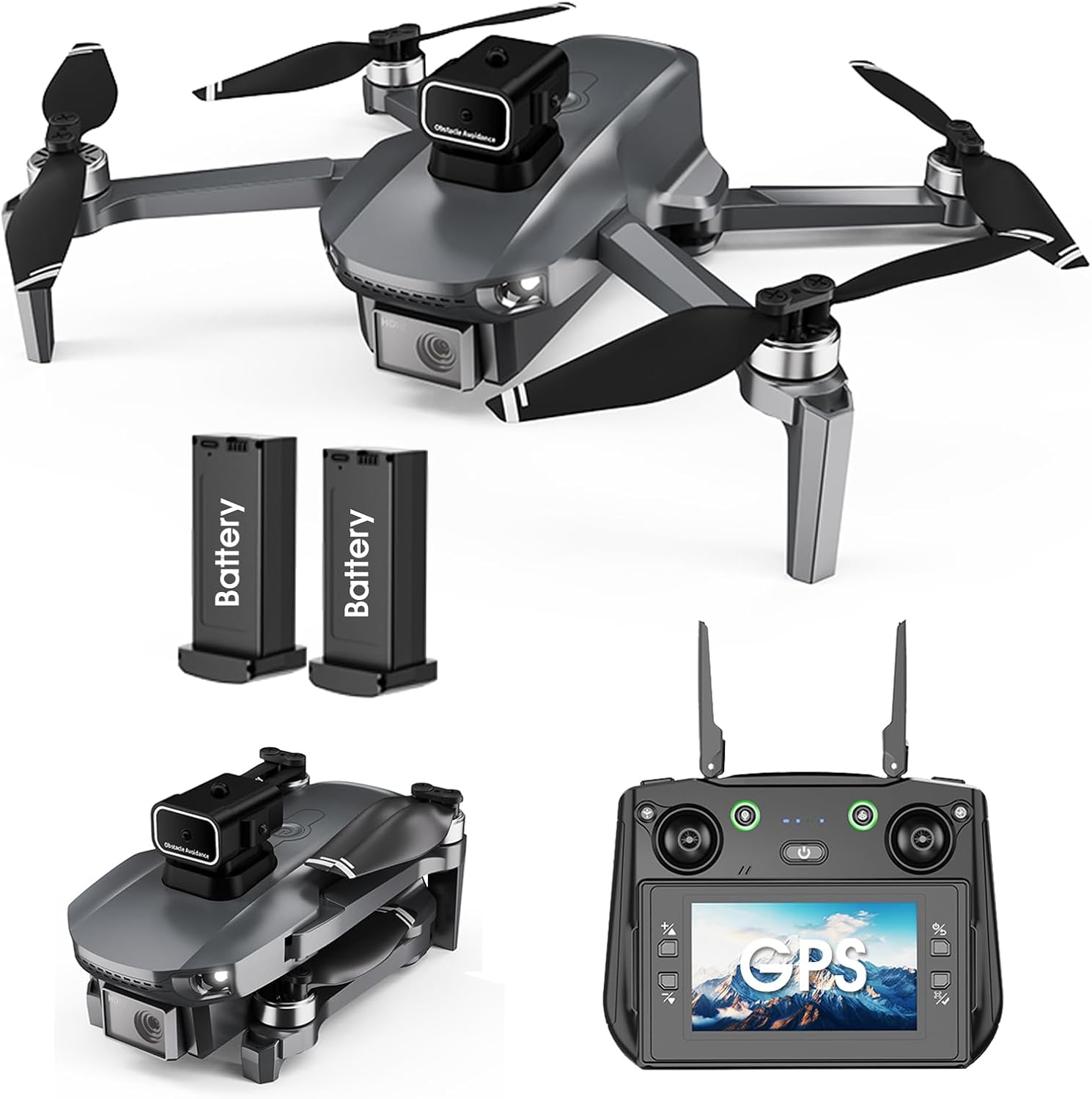 GPS drones with camera for adults 4k,4.5-inch Screen Display Drone with GPS, HD Camera and Foldable Design (3 batteries)