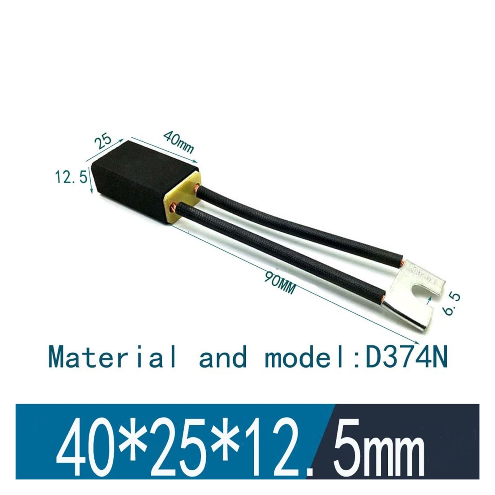 10 sztuk szczotek węglowych D374N 10 12,5 16, 25, 32, 40 zapasowych szczotek węglowych do silnika (12,5 x 25 x 40 mm D374N)