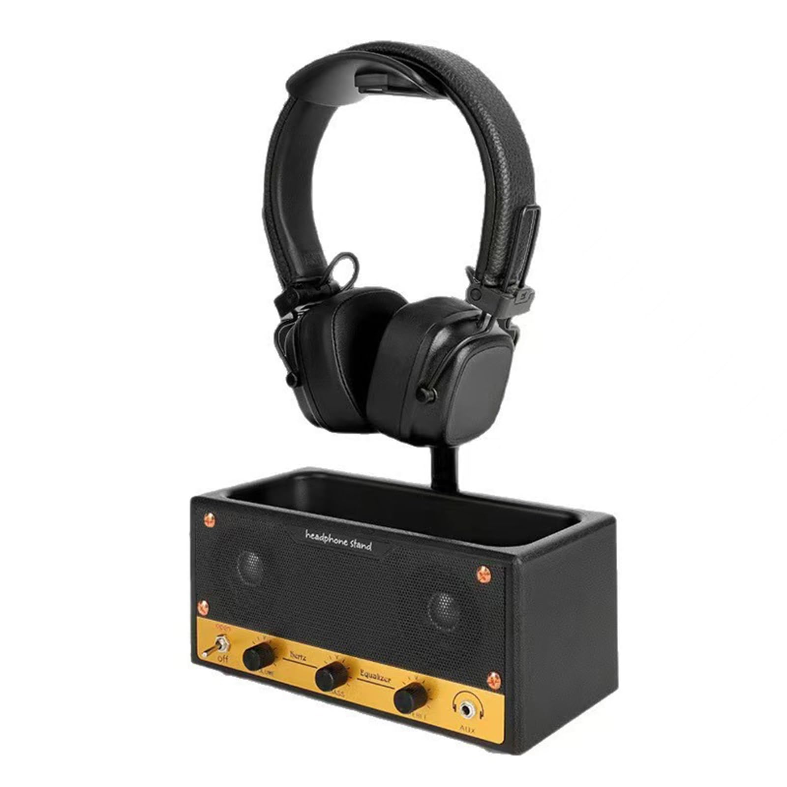 Hsioluted Music Lover Gift Retro Headphone Organizers with Storage Box and Pen Tray Giftable Music Accessories Holder Accessories Organizers