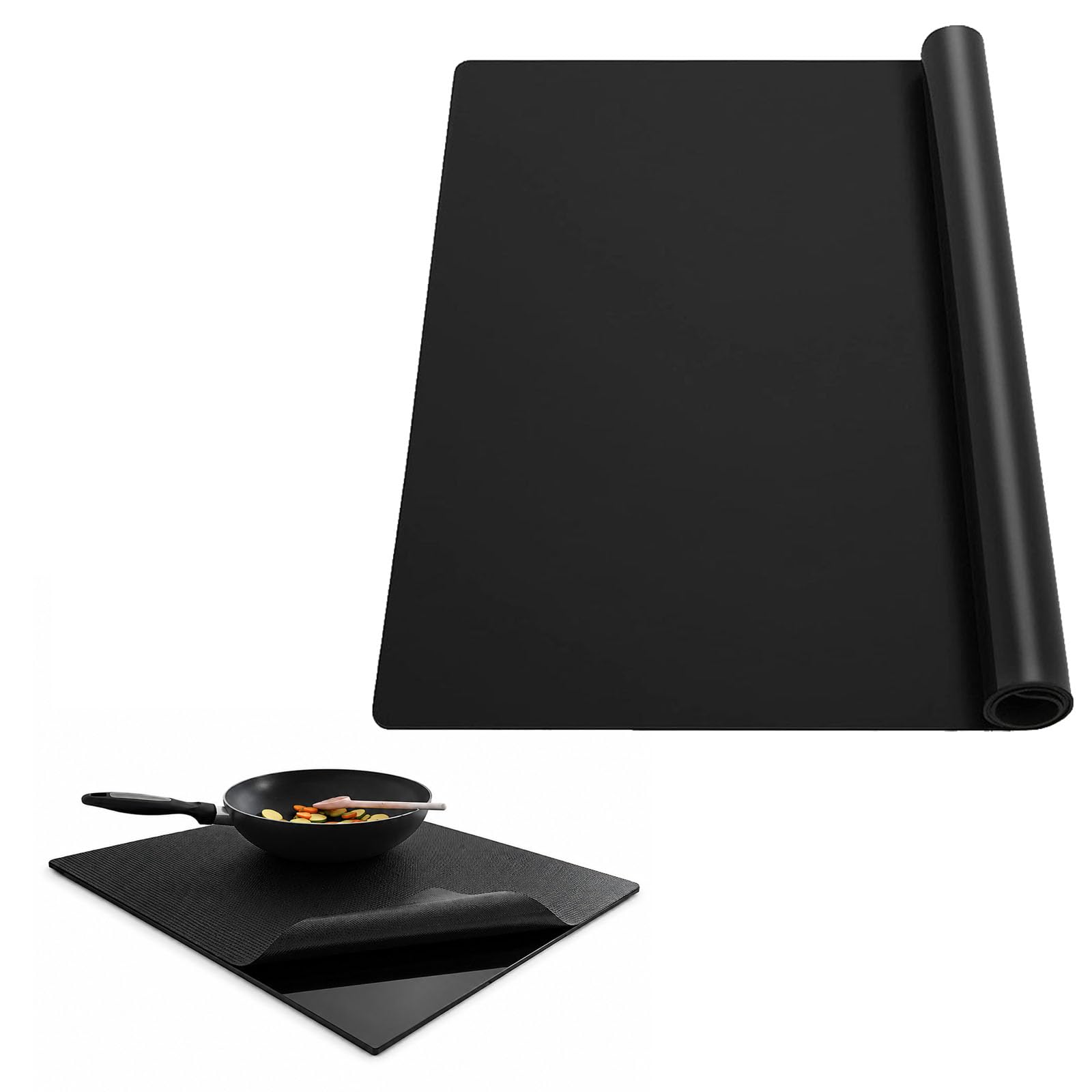 Induction Hob Protector Mat, Heat-Resistant Surface Cover for Induction Cooktops, Customisable Kitchen Protector Mat with Scratch Protection, Black Design for Daily Cooking Use
