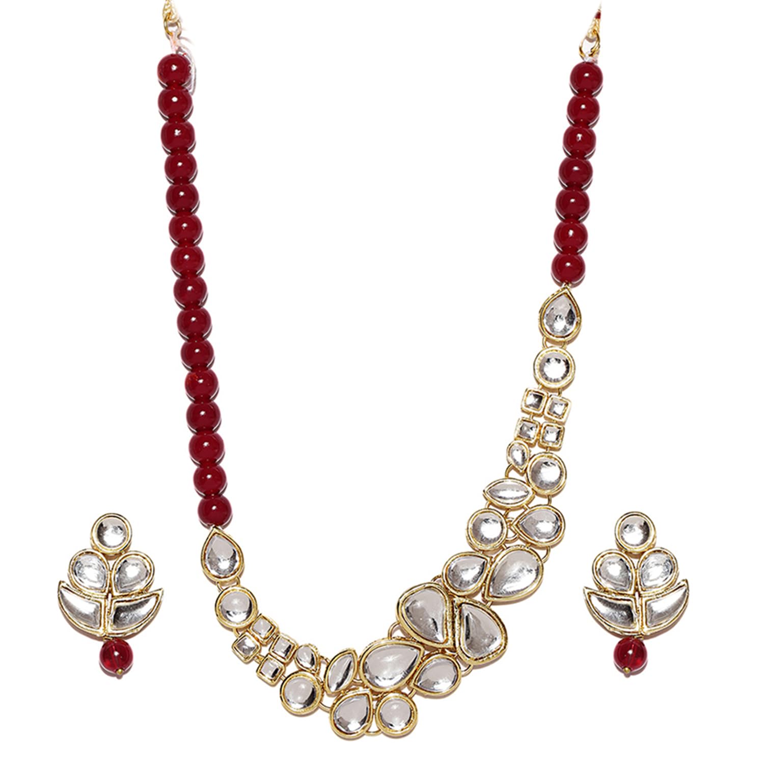Peora White 18K Gold Plated Pearl Kundan Stone Studded Necklace Earrings Set for Women (B07JDNKYGC) Amazon Price History, Amazon Price Tracker