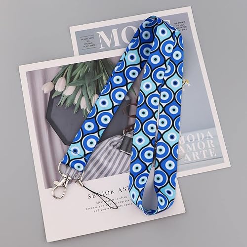 Miniatura 5 de Pinstant Evil Eye Nazar Boncugu - Abalorio turco de maldición de 17.7 pulgadas con cordón para el cuello, soporte para llavero, insignia de