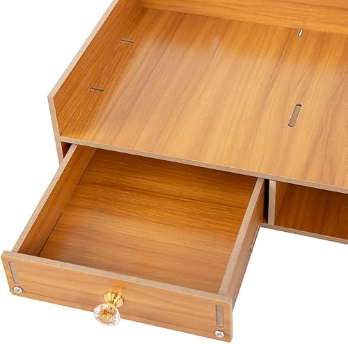 Miniatura 6 de Estante de altura para monitor de computadora, estante de escritorio con cajón de almacenamiento y soporte de teléfono gratuito para escritorio