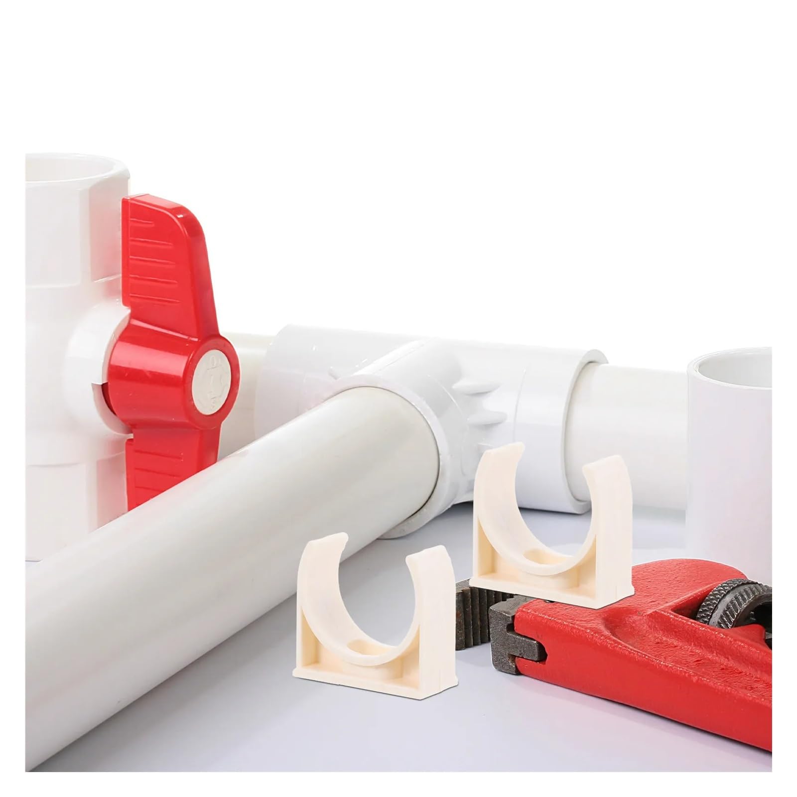 40 Stück Kunststoff-Rohrschellen, 25 mm Innendurchmesser, beige, U-förmig
