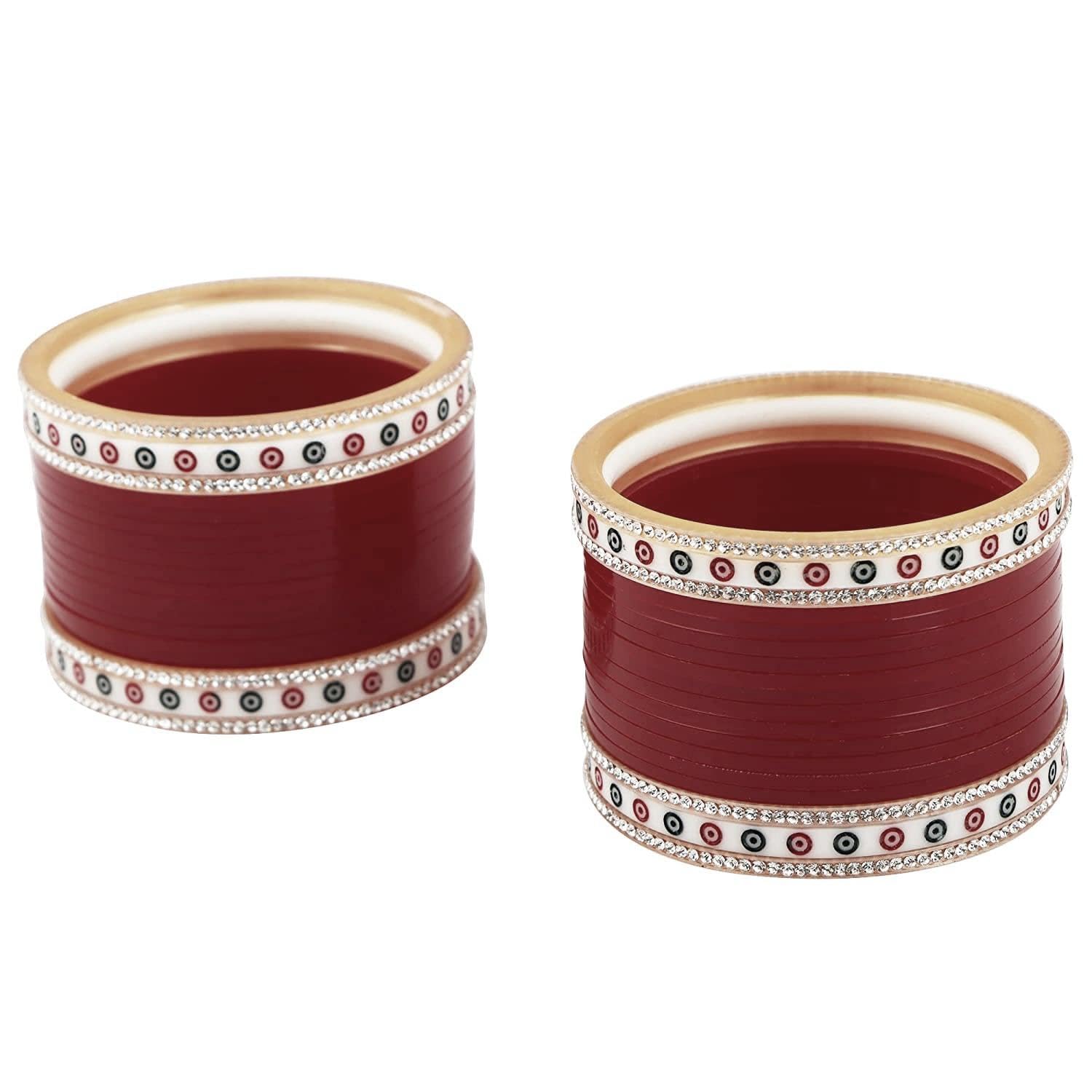 Anwar Punjabi Collection Lite Bridal Chuda Normal Use Fabulous Design Build Quality Beautifully Made Chura Bangle Set for Girls Mehroon (XL(210)) (B0D7W9T9R3) Amazon Price History, Amazon Price Tracker