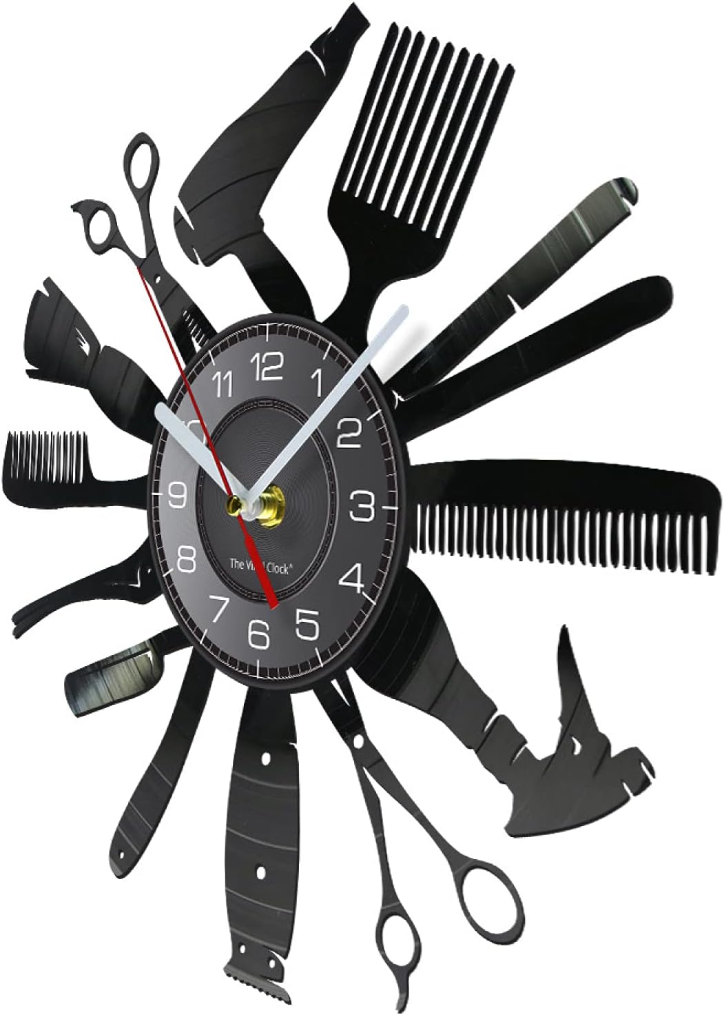 12 Inch-Wall Clock Hairdressing Tools Barber Shop Wall Clock Hair Salon Decor Color Changing Contemporary Hairdressing Watch Gift for Hairdressers for Room Decoration