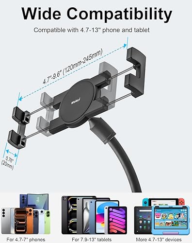 Miniatura 6 de woleyi Peloton - Soporte para tableta de cuello de cisne para bicicleta giratoria, soporte para manubrio de bicicleta estática para bicicleta