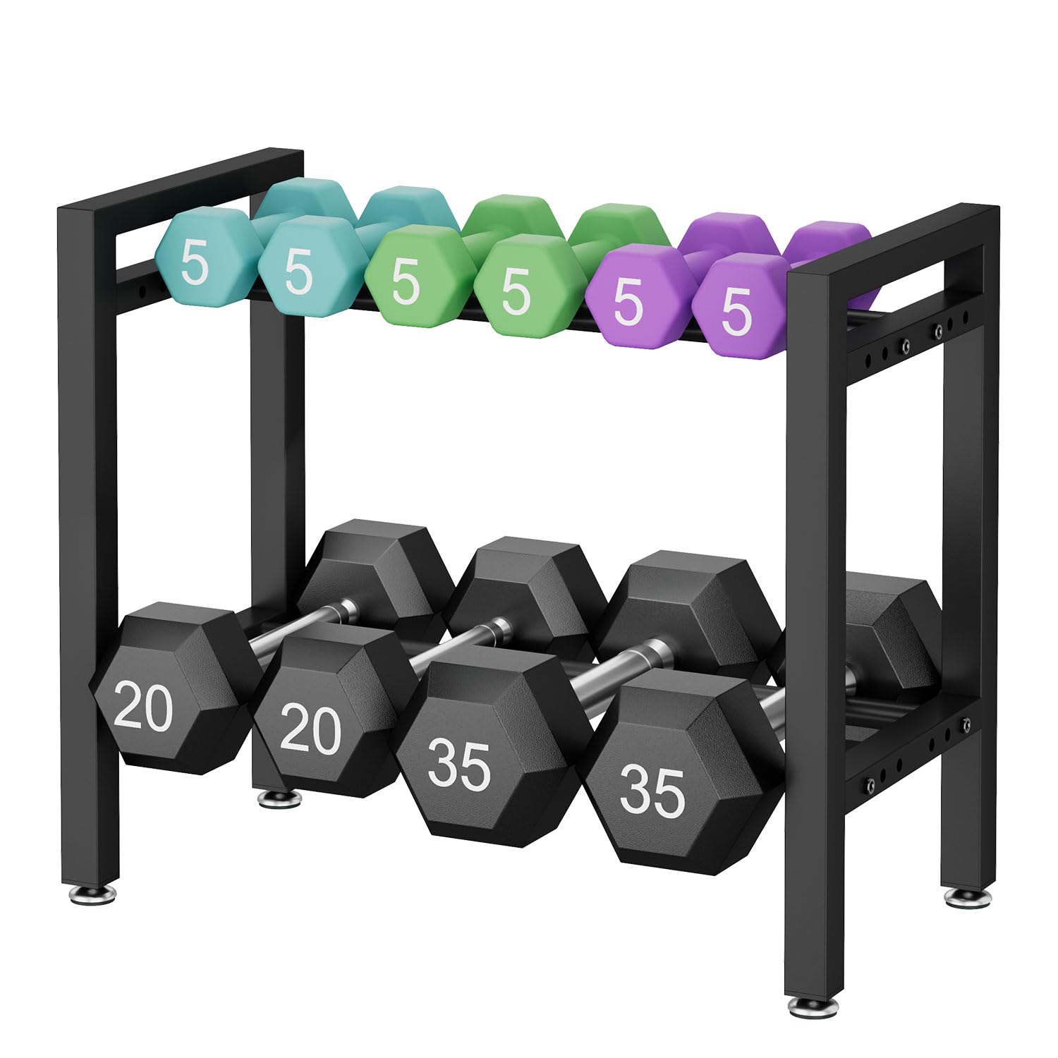 IBUYKE Hantelständer, Verstellbares Hantelgestell für Home Gym, Platzsparender Gewichtsständer 300LB|450LB Tragkraft, für Kettlebells,Hanteln,und Aufbewahrung Kleine Gym Equipment, nur Gestell