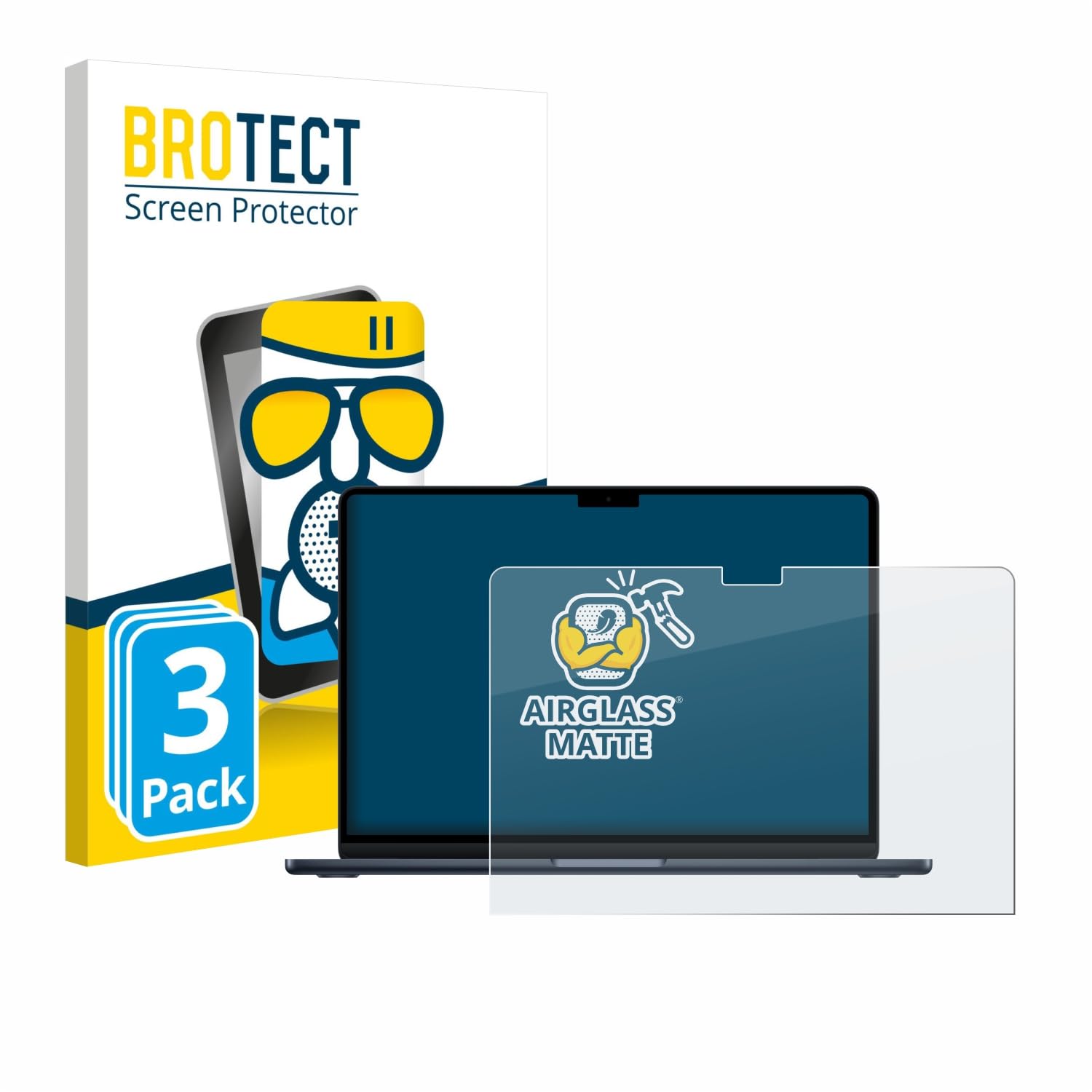 brotect 3 Pezzi Pellicola Vetro per Apple MacBook Air 13" M5 2026 | Opaca Protezione Schermo Made in Germany, Anti-Riflesso Durezza 9H Anti-Graffio