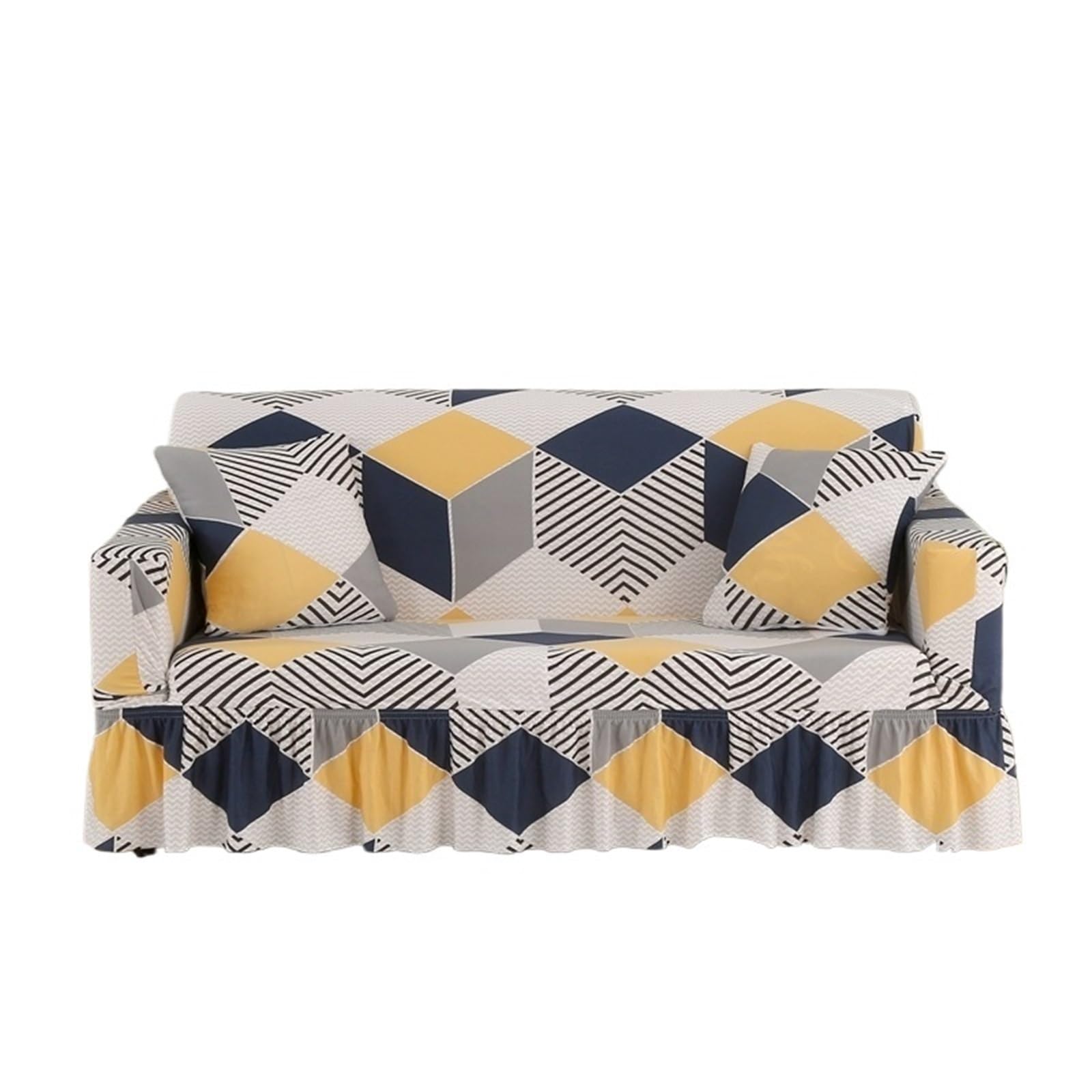 GCYEIDMA Skirt Sofa Cover Sofa Cover with Skirt Washable Elastic Stretchable Easy Fit Universal Furniture Protector(Color 25,3-seater(190-230cm))