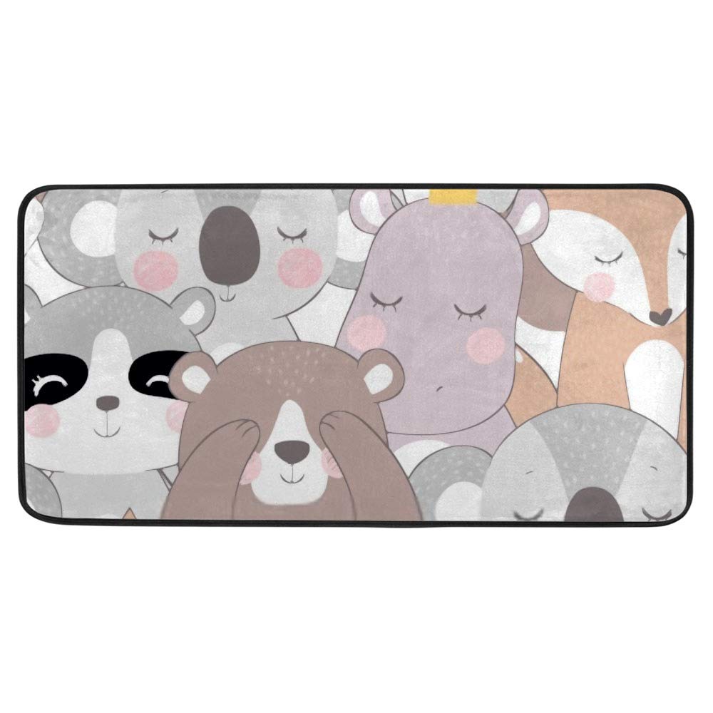Tapis de cuisine renard et koala 100x50 cm antidérapant et confortable