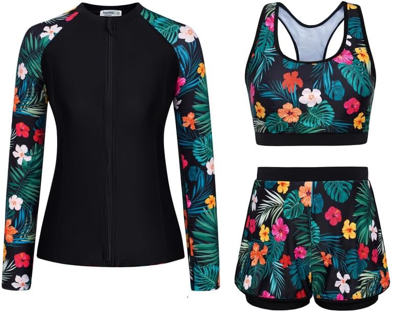 Green Leaves and Colourful Flowers in Black