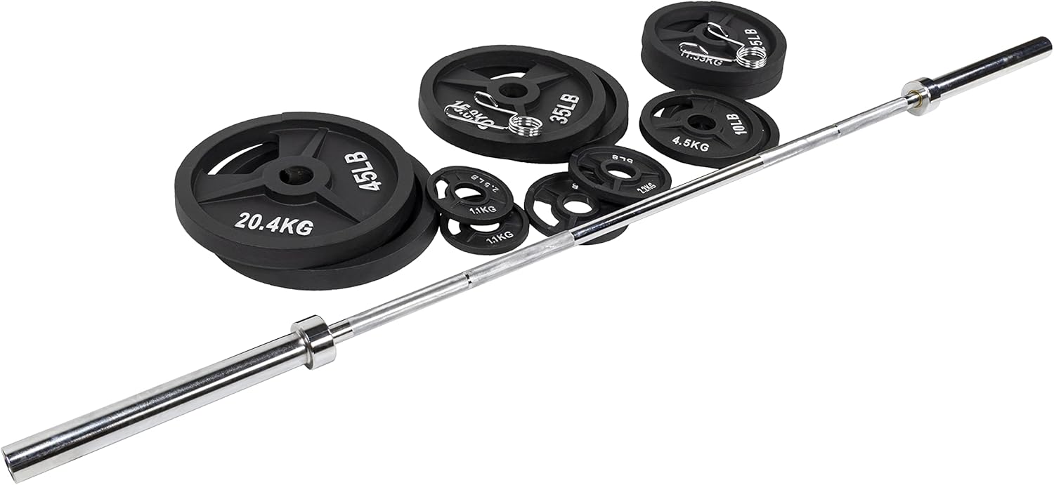 BalanceFrom Cast Iron Olympic Weight Including 7FT Olympic Barbell, 300-Pound Set, Multiple Packages