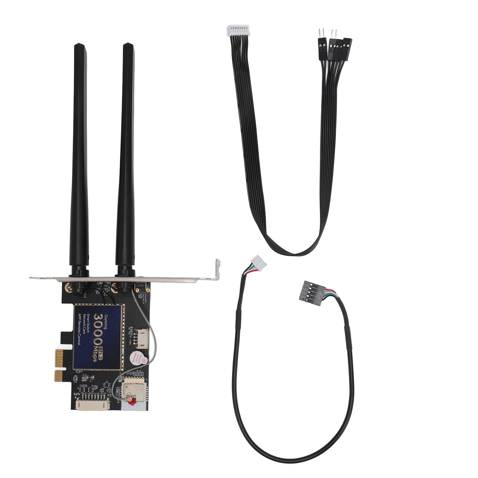 Generic Carte PCIe WiFi 6 AX3000, Adaptateur Double Bande Haute Vitesse pour Jeux et Streaming avec Prise en Charge Bluetooth 5.2 et Antennes 6dBi