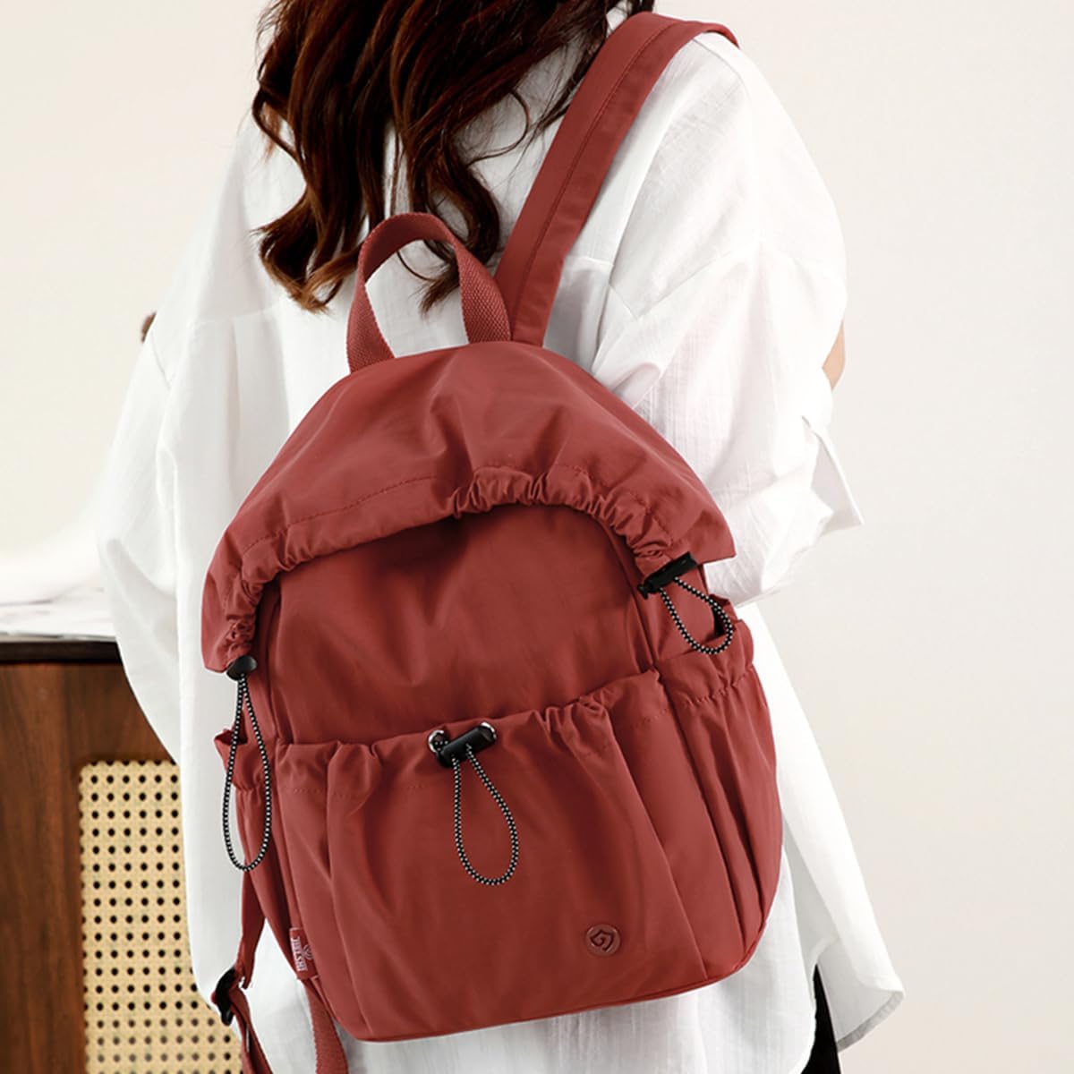 Nylon Small Backpack For Women Simple Lightweight Durable Drawstring Mini Travel Daypack - Image 7