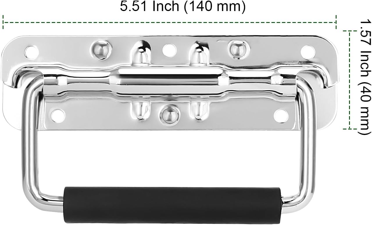 PINGEUI 15 Pack Pull Handles, 5.5x1.5inch Silver Foldable Metal Handle, Chest Handle wih Ring,Cabinet Pull Handle Accessories for Tool Box, Trunk, Industrial Equipment Box