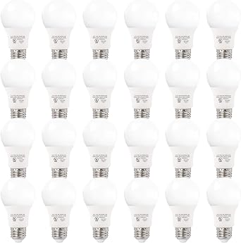 24-Pack Daylight White LED Bulbs - Illuminate Your Bedroom & Living Area, 60W Equivalent, 5000K, 9W, 15000-Hour Lifespan, E26 Socket