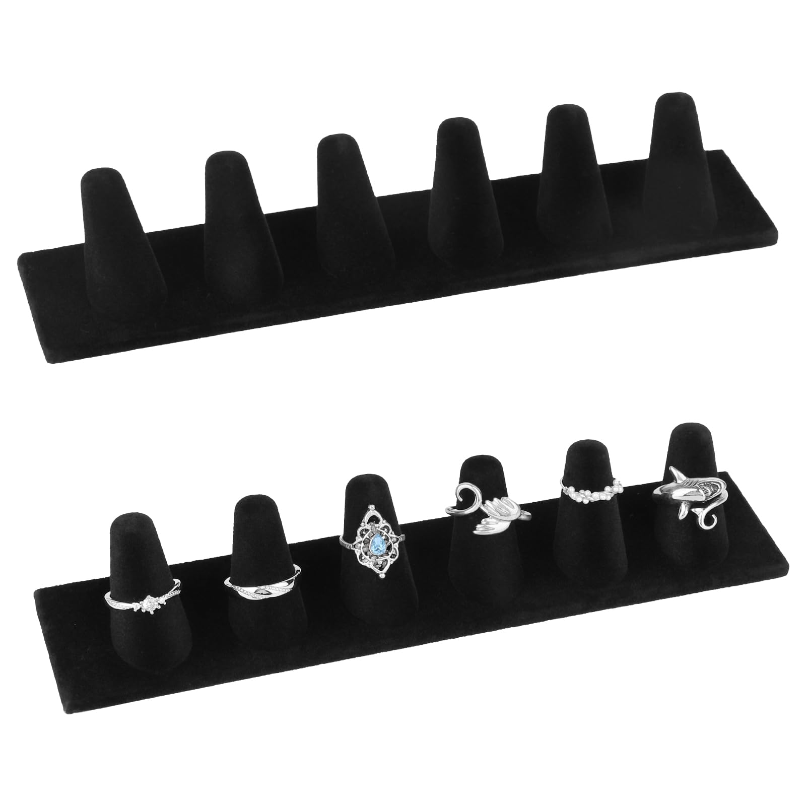 Espositore Per Anelli A Dito, Supporto A Cono In Velluto Nero, 4 Pezzi, Dimensioni 4,5x4,5 Cm, Per Vetrine O Comò
