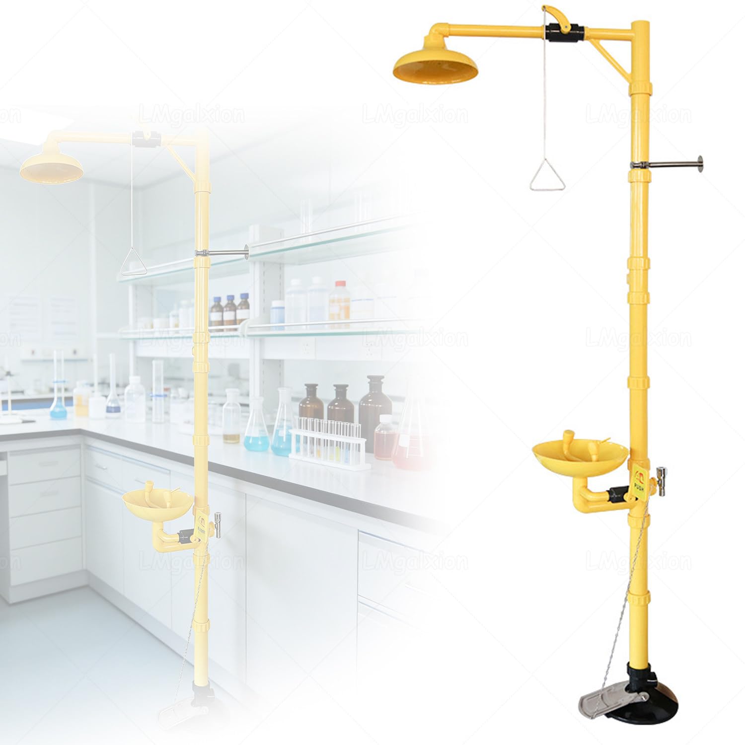 Ducha Y Lavaojos De Emergencia En Abs,Estación Vertical Anticongelante,Presión De Trabajo 0.25-0.45 Mpa,Ideal para Uso En Interiores Y Exteriores,con Pedal