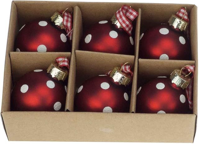 DZD Mini Spot Christmas Baubles - Pack of 6 (Red)