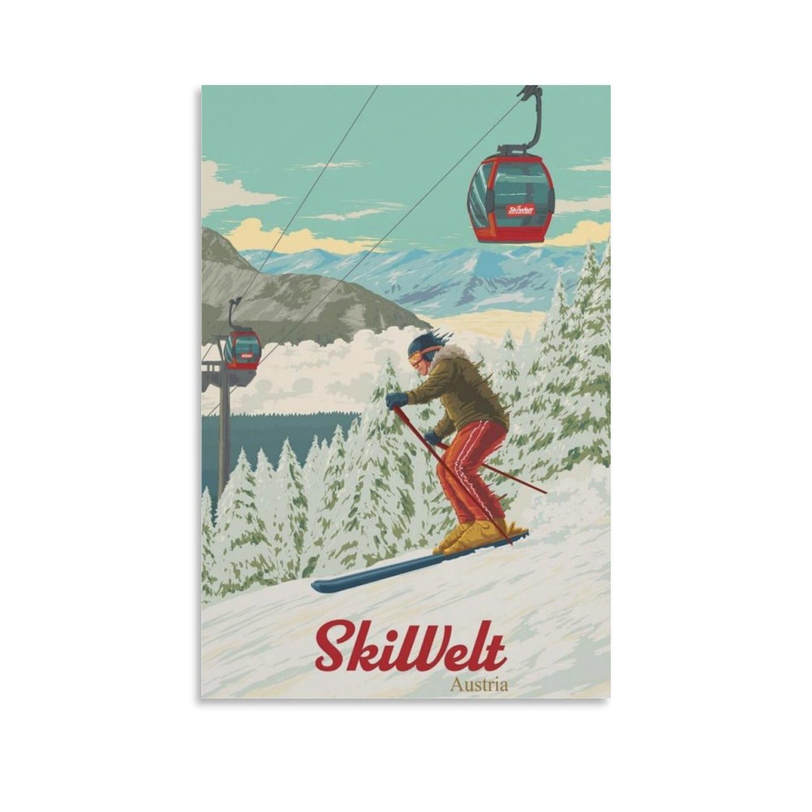 WLQZFRWV SkiWelt Austria Ski Resort Poster Canvas Poster Wall Art Decor Print Picture Paintings for Living Room Bedroom Decoration 12x18inch(30x45cm)