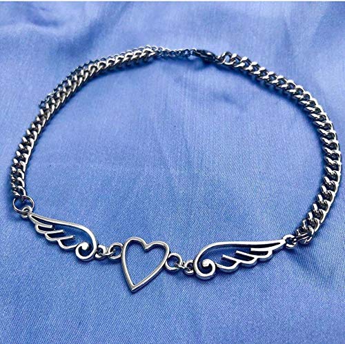 Angel Heart Wing Choker Gothic Indie Stuff Y2K Hollow Out Pendant Chain Necklace For Women Men #TOP1