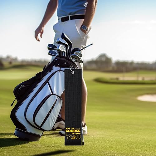 Miniatura 5 de ERHACHAIJIA May The Course Be with You - Toalla de golf bordada con clip. Divertidos accesorios de golf, regalos para hombres, mujeres, amantes del