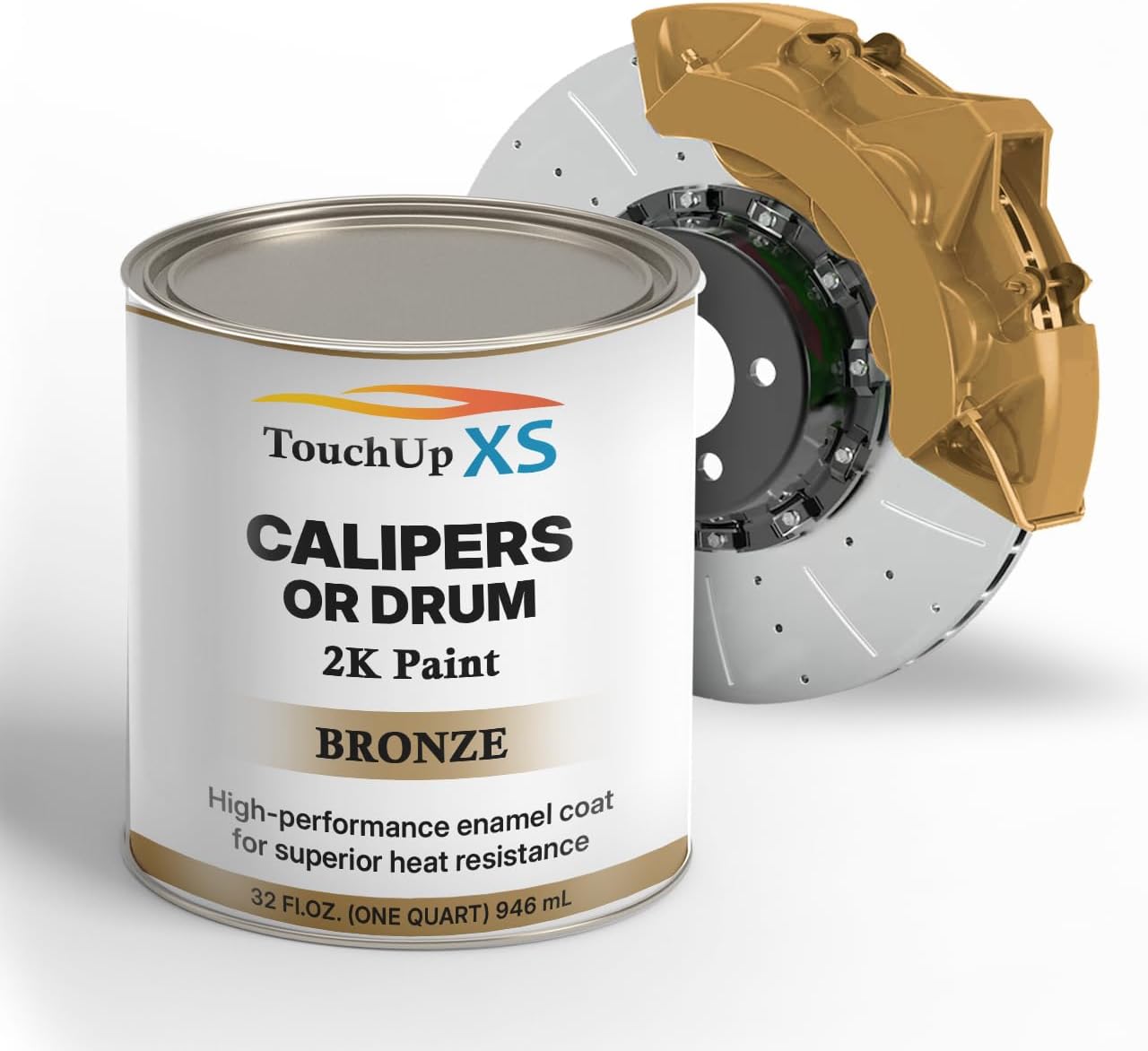 TouchupXS-High Temp Brake Calipers/Drums Enamel Coat 2K Bronze-Quart with Hardener