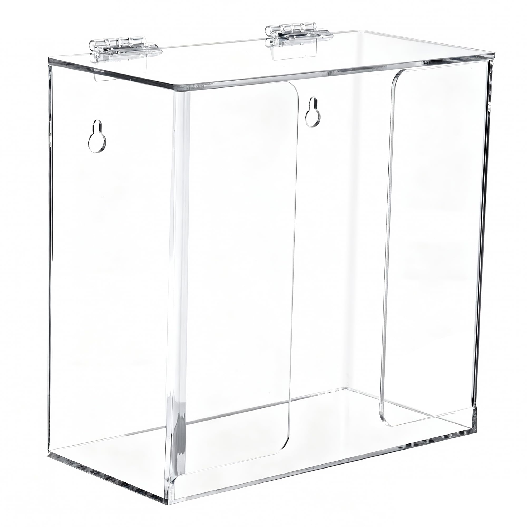 Dispensador de mascarillas Soporte de caja de acrílico para guantes con tapa, Contenedor de almacenamiento de montaje en encimera/pared para máscaras, guantes, servilleta, transparente