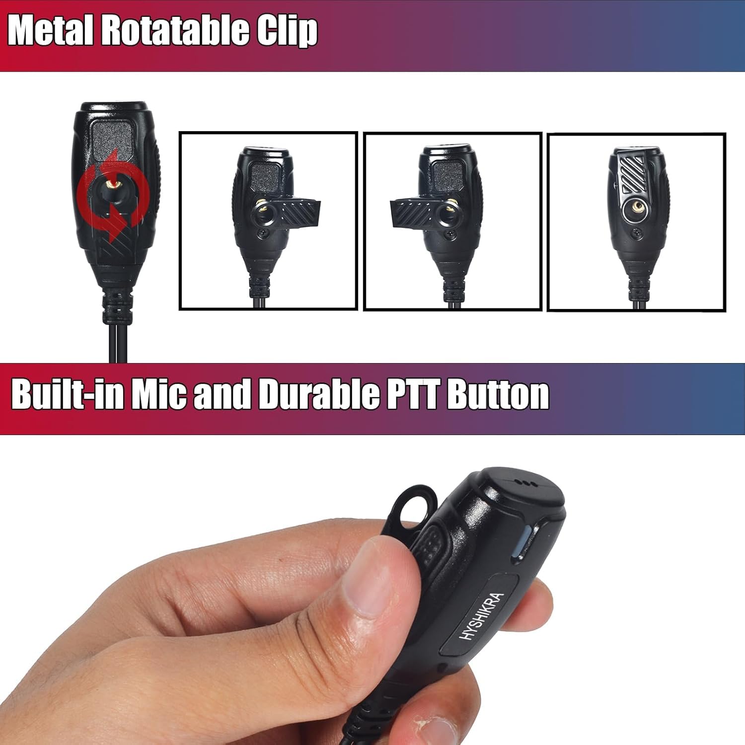 Cuffia con microfono 2 pin con pulsante PTT grande, compatibile con Kenwood eSnic Baofeng UV-5R Auricolare per radio bidirezionale per guardie del corpo di sicurezza (Tubo acustico, 1)