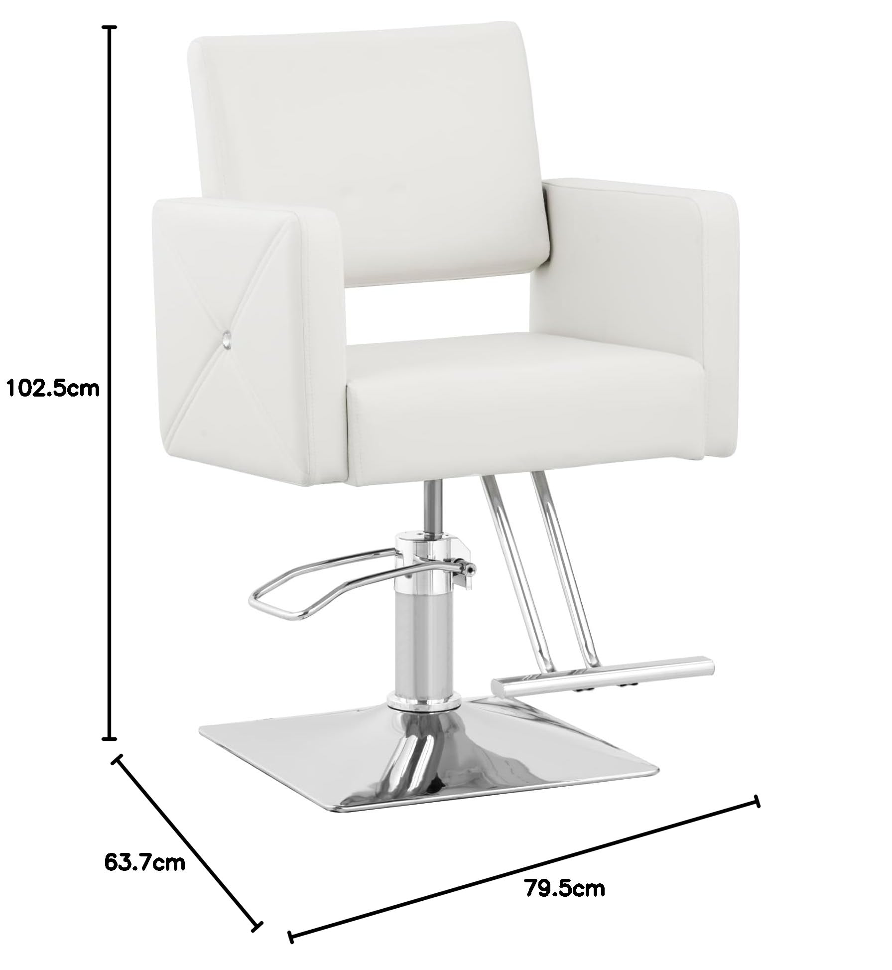 Physa Sillón de Peluquería Carlisle con Reposapiés y Altura de Asiento de 49-63 cm para hasta 150 kg Blanco Sillón de barbería Silla de peluquería Silla de barbería