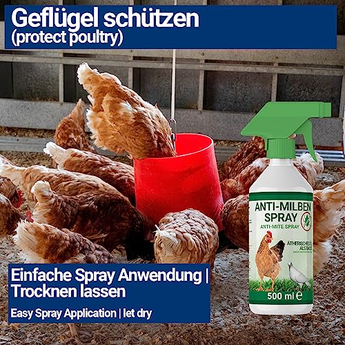 500ml Milbenspray Hühner, Geflügel & Vögel - Sofort & Langfristig gegen Milben & Parasiten, Akut & Vorbeugung