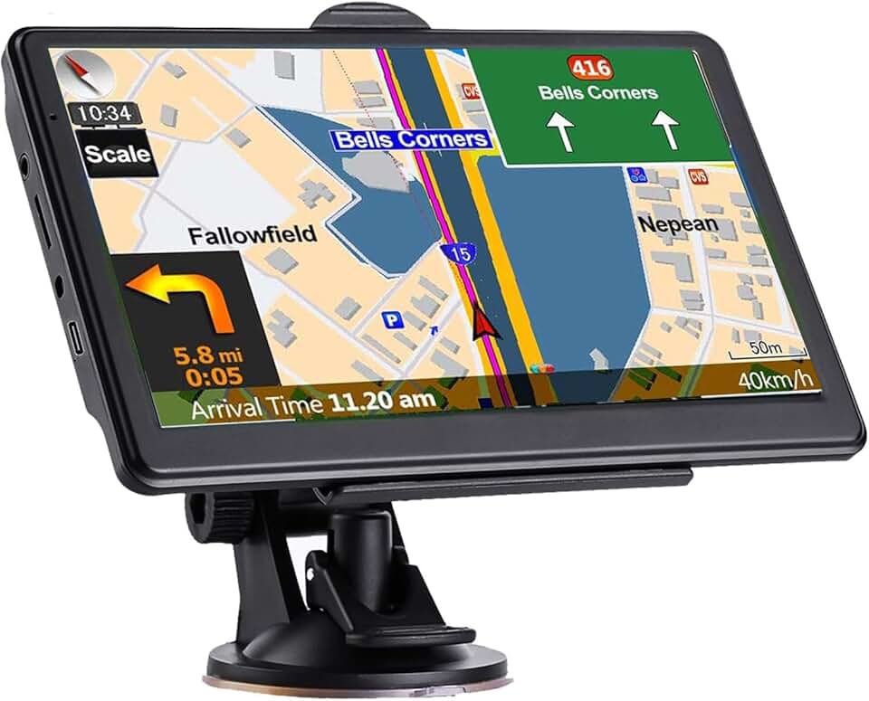 Navegação GPS para carro, mapa mais recente de 2025, tela sensível ao toque de 7 polegadas com sistema de navegação de voz real falada passo a passo para carros, navegação por satélite GPS de veículo