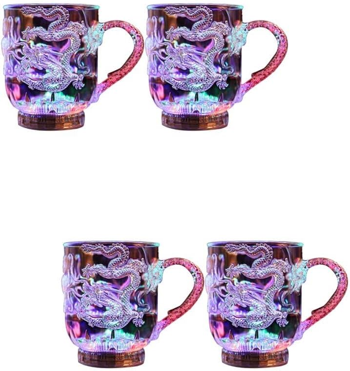 BESPORTBLE Light Up Cups, 4Pcs Water Activated LED Glowing Wine Glasses, Color Changing Coffee