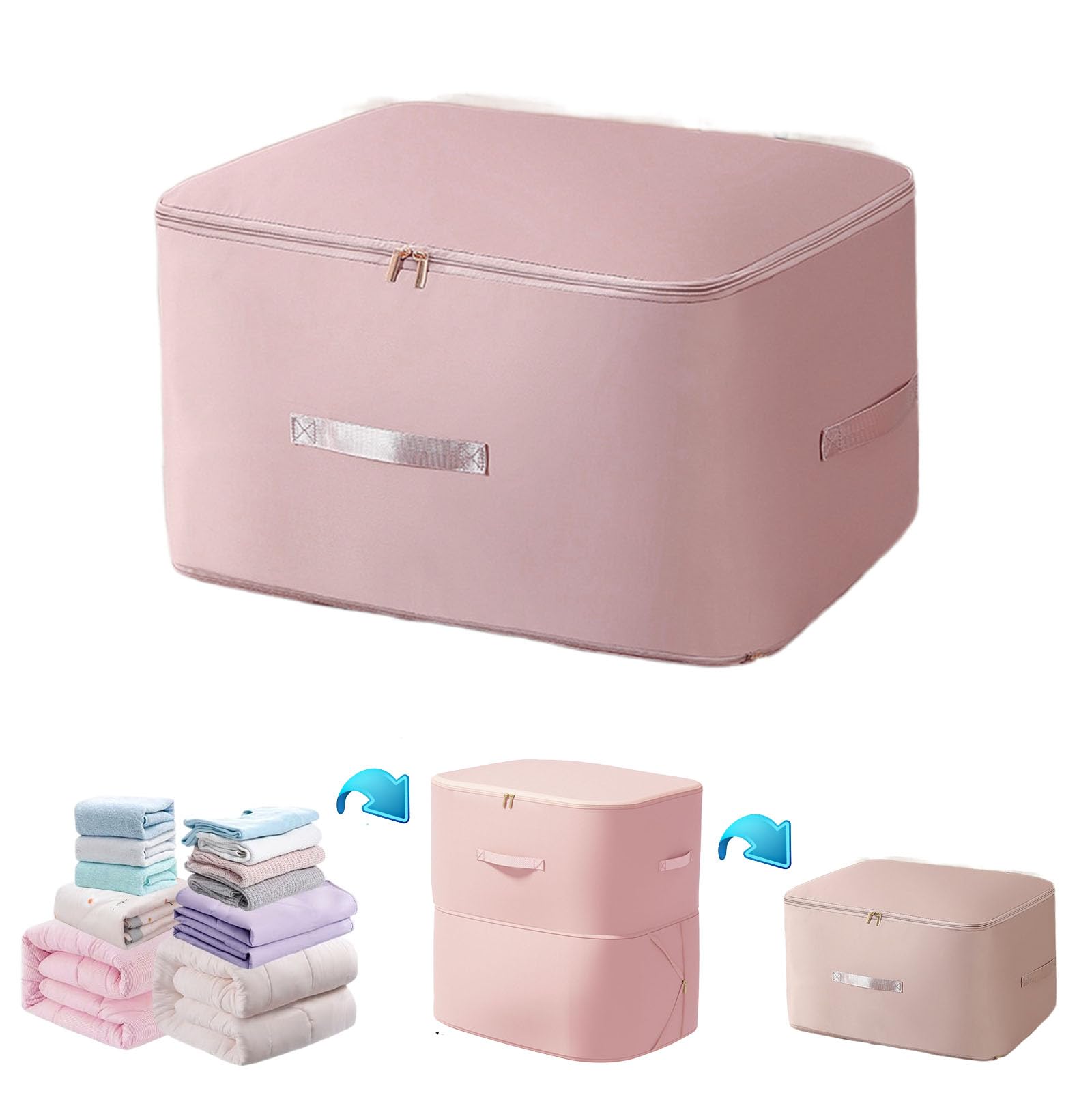 2024 Ultra Space Saving Self Compression Storage Bags, Heavy Duty Organizer Totes for Comforters, Clothes, and Blankets, Premium Quilt Compression Packaging Bags Pink